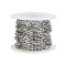 304 Stainless Steel Cable Chains, Unwelded, with Spool, Flat Oval, Stainless Steel Color, 7x4x0.8mm, 5m/roll