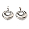 Non-Tarnish 304 Stainless Steel Pendants, Heart Charm, Stainless Steel Color, 25.5x27x7.5mm, Hole: 4.5x8mm