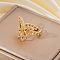 Brass Micro Pave Cubic Zirconia Cuff Rings for Women, Golden, Butterfly, 27x20mm