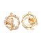 Rack Plating Alloy Enamel Pendants, with ABS Plastic Imitation Pearl and Rhinestone, Nickel Free, Ring with Flower, Golden, 21x18x5mm, Hole: 1.6mm