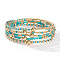5Pcs Zinc Alloy & Glass Seed Round Beads Stretch Bracelet Set for Women, Turquoise, Inner Diameter: 5/8 inch(1.6cm)