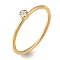Ion Plating(IP) 304 Stainless Steel Rhinestone Solitaire Rings, Plain Band Rings for Women, Crystal, Inner Diameter: 17mm