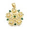 Rack Plating Brass Micro Pave Cubic Zirconia Pendants, Flower, Cadmium Free & Lead Free, Long-Lasting Plated, Real 18K Gold Plated, Colorful, 22.5x19.5x4mm, Hole: 5x3.5mm