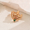 Vintage Geometric Luxury Brass Pave Cubic Zirconia Rings for Women, Golden, Green, Inner Diameter: 16~18mm