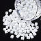6/0 Two Cut Glass Seed Beads, Hexagon, Ceylon, White, 3.5~5x3.5~4mm, Hole: 1mm, about 4500pcs/bag