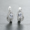 Brass Micro Pave Cubic Zirconia Hoop Earrings, Teardrop, Platinum, Clear, 16x7mm