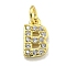 Letter Brass Micro Pave Clear Cubic Zirconia Pendants, Jump Ring, Real 18K Gold Plated, Letter B, 8x5x2mm, Jump Ring: 4x0.9mm, Hole: 2.5mm