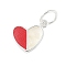 Two Tone 925 Sterling Silver Enamel Heart Charms, with Jump Rings, Silver Color Plated, Red, 8.5x9.5x1.5mm, Hole: 3.5mm
