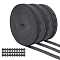 Flat Elastic Cord/Bands with Buttonhole, Webbing Garment Sewing Accessories, with Resin Buttons, Black, 15mm, 30m/set