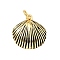 Brass Enamel Charms, Cadmium Free & Lead Free, with Jump Rings, Shell, Long-Lasting Plated, Real 18K Gold Plated, 15.5x15x3.5mm, Jump Ring: 5x0.7mm, 3.4mm inner diameter