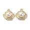 Alloy with Rhinestone Pendants, with ABS Imitation Pearl, Crown Charms, Golden, 17x17x9mm, Hole: 2.2mm