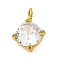 304 Stainless Steel Micro Pave Cubic Zirconia Pendants, Round, 7.5x5x3mm, Hole: 1.8mm