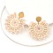 304 Stainless Steel & Bohemian Beaded Flower Dangle Stud Earrings for Women, Golden, Snow, 54x50x4.5mm, Pin: 0.8mm