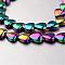 Electroplate Non-magnetic Synthetic Hematite Bead Strands, Heart, Multi-color Plated, 8x8x3mm, Hole: 0.7mm, about 55pcs/strand, 15.7 inch