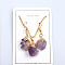 Nuggets Natural Amethyst Pendant Necklaces & Dangle Earrings Sets, Alloy Jewelry Sets, Golden, 18.50 inch(470mm)