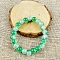 Glass Imitation Natural Agate Round Beaded Stretch Beaded Bracelets, Medium Sea Green, 2-3/8 inch(6cm)