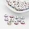 Brass Rhinestone Spacer Beads, Grade B, Wavy Edge, Rondelle, Silver, Mixed Color, 8x3.8mm, Hole: 1mm