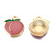 Alloy Enamel Pendants, Light Gold, Peach, Pale Violet Red, 17.5x15x3mm, Hole: 1.8mm