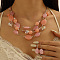 Retro Alloy Resin Dangle Earrings & Multi-Layered Necklaces Sets, Bohemian Style, Light Salmon, Earrings: 39x16mm