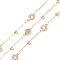 Clear Cubic Zirconia Flat Round Link Chains, with Brass Satellite Chains, Soldered, with Spools, Cadmium Free & Lead Free, Real 14K Gold Plated, 11x7x2.5mm, 3.5mm, 2x1.5x0.4mm