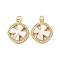 Brass Micro Pave Clear Cubic Zirconia Pendants, Cadmium Free & Lead Free, with Shell, Real 18K Gold Plated, Clover, 21x17.5x3mm, Hole: 3mm
