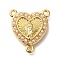 Rack Plating Brass Chandelier Component Link, with ABS Plastic Pearl, Long-Lasting Plated, Cadmium Free & Lead Free, Heart Link, Real 18K Gold Plated, 19x18x3mm, Hole: 1.5mm