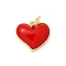 Brass Enamel Charms, with Jump Ring, Cadmium Free & Lead Free, Real 16K Gold Plated, Heart Charms, Red, 11x12.5x4.5mm, Hole: 3.4mm