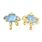 Translucent Resin Pendants, Cloud Charms, with Rack Plating Real 18K Gold Plated Brass Findings, Long-Lasting Plated, Cadmium Free & Lead Free, Light Sky Blue, 24.5x22.5x6mm, Hole: 1.6mm
