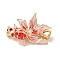 Brass and Enamel Fold Over Clasps, Nickel Free, Fish, Red, Golden, 26mm, Hole: 4mm
