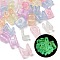 Luminous Transparent Acrylic Beads, with Glitter Powder, Glow in the Dark, 26 Letters, Mixed Color, 18~19x6~19x12~13mm, Hole: 6.5mm, 268pcs/500g