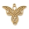 5Pcs 201 Stainless Steel Pendants, Laser Cut, Angel Charm, Golden, 17.5x19x1mm, Hole: 1.2mm