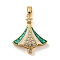 Christmas Brass Micro Pave Cubic Zirconia Pendants, Cadmium Free & Lead Free, with Synthetic Opal, Christmas Tree, Snow, 29x24.5x5.5mm, Hole: 5x3mm