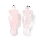 Natural Rose Quartz Pendants, Cone Charms, with Brass Findings, Platinum, 53.5~55.5x18~18.5mm, Hole: 7x5.5mm