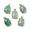 Natural Dyed Strawberry Quartz Faceted Pendants, Rack Plating Golden Plated Brass Teardrop Charms, 17x10x6mm, Hole: 1.5mm