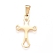 304 Stainless Steel Pendants, Cross, Golden, 28x16.5x1.5mm, Hole: 8x3mm