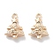 Micro Pave Clear Cubic Zirconia Pendants, Cadmium Free & Nickel Free & Lead Free, Christmas Trees, Real 18K Gold Plated, 13x9.5x4.5mm, Hole: 1.4mm