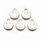 Alloy Enamel Charms, Cadmium Free & Lead Free, Smiling Face, Light Gold, White, 14.5x12x1.5mm, Hole: 1.5mm