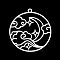 Non-Tarnish 201 Stainless Steel Pendants, Laser Cut, Ring with Cloud & Moon, Stainless Steel Color, 32.5x30x1mm, Hole: 1.8mm