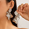 Flower Alloy Stud Earrings, Platinum, 80x40mm