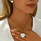 201 Stainless Steel Rhinestone Heart Necklace and Stud Earrings Set for Women, with OT Clasp, Crystal
