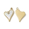 PVD Vacuum Plating Shell Pendants, Heart Charms, with 201 Stainless Steel Findings and Crystal Rhinestone, Real 18K Gold Plated, 17x12x2mm, Hole: 1.4mm