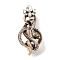 Tibetan Style Alloy Pave Crystal Rhinestone Brooch, Snake, Antique Golden, 59x24.5x16mm
