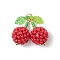 Handmade Glass Seed Beaded & Acrylic Leaf Pendants, with Jump Ring, Cherry Charm, Red, 22.5x23.5x12mm, Hole: 3.5mm