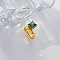 304 Stainless Steel with Cubic Zirconia Finger Rings, Real 18K Gold Plated, Square, US Size 6(16.5mm)