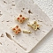 Brass Pave Glass Rhinestone Clover Box Clasp for DIY Jewelry Bracelet Necklace, with Hook and Tail Clasp, Golden, Orange, 13x11mm