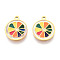 304 Stainless Steel Enamel Charms, Orange Slices Charm, Ion Plating(IP), Real 14K Gold Plated, Colorful, 12x10x0.8mm, Hole: 1mm