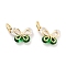 Brass Micro Pave Cubic Zirconia Pendants, Cadmium Free & Nickel Free & Lead Free, Butterfly, with Jump Ring, Real 18K Gold Plated, Green, 12x11x4mm, Hole: 3.5mm