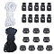 20Pcs Plasti Cord Locks, Double Hole Drawstring Stopper Fastener Buttons, with 2 Bundle Elastic Round Cord, Mixed Color, Lock: 20~28.5x15~23x7~10mm, Hole: 5~7mm, 10pcs/style
