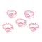 Children's Transparent Plastic Open Cuff Ring Components, Flat Pad Ring Settingg, Pink, Tray: 10.5mm, Inner Diameter: Adjustable