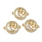 Brass Micro Pave Clear Cubic Zirconia and Natural Shell Moon with Butterfly Connector Charms, Long-Lasting Plated, Lead Free & Cadmium Free, Rack Plating, Real 18K Gold Plated, 15x20x2.5mm, Hole: 1.4mm